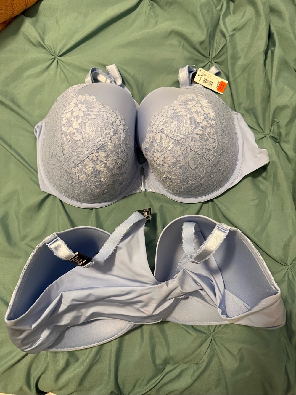 torrid front close Pale Blue Lace-Trim Full Coverage Bra 44DDD